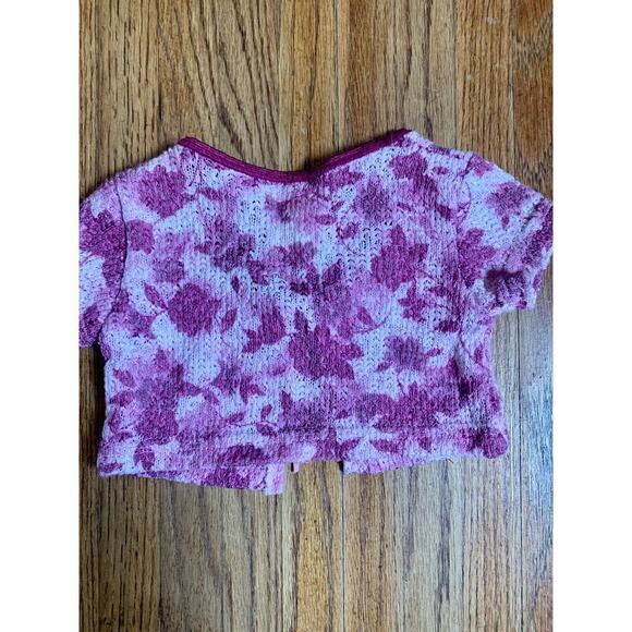 VTG y2k 90s Kid Small Steps Crochet Knit Cardigan Sweater 18Mo Rose Floral Lace - Picture 7 of 7